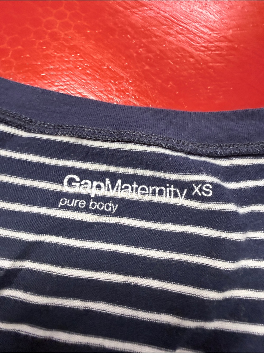 GAP MATERNITY NAVY WHITE STRIPED RUCHED TANK TOP - Picture 2 of 5